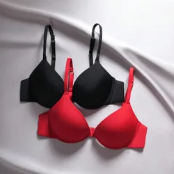 Set de 2 sujetadores con aros y relleno push up de unicolor simple