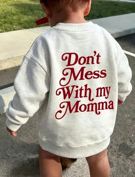 Sudadera minimalista con estampado de letras en la parte delantera y trasera para niños, adecuada para primavera y otoño, perfecta para la escuela, - Shein - FashionsVida