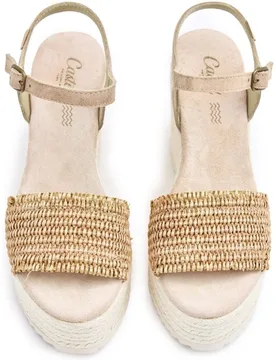 Sandalias de mujer de rafia con cuña - CASTELL MENORCA - FashionsVida