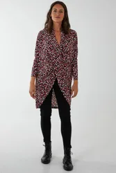 Draped Dip Hem Top - Red - Size: S/M