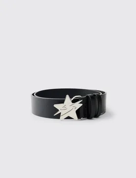 Herren PU-Gürtel Mit Sternschnalle Black Größe XL - boohooMAN - FashionsVida