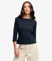 Superdry Damen Athletic Essentials Pointelle-top Lockere Passform Navy - Größe: 38