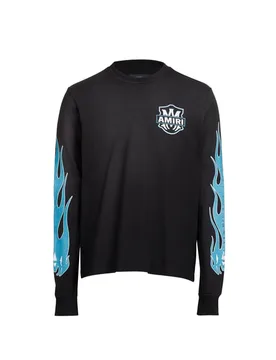 T-shirt imprimé à manches longues en coton Noir L Male - AMIRI - FashionsVida