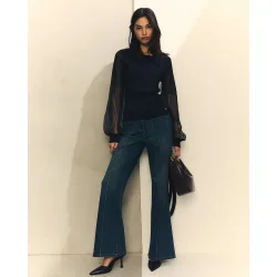 Jersey de punto de mujer con mangas con degradado transparente