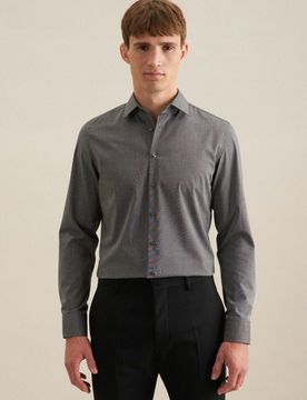 Slim Business Hemd Uni Grau 38
