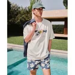 Camiseta manga corta con print posicional de hombre