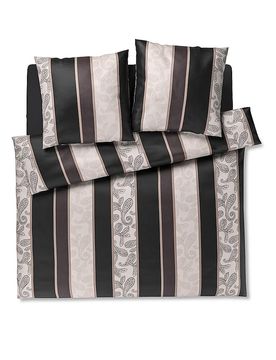 Joop Satin Bettwäsche PAISLEY STRIPES 2x70x90cm/200x200cm Schwarz negro