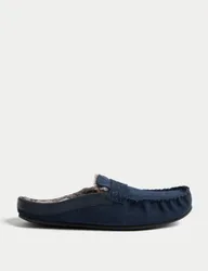 M&S Suede Mule Moccasins Navy male