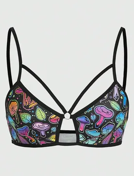 Sujetador Con Estampado De Hojas De Hongos Psicodélicos Inalámbricos - Shein - FashionsVida