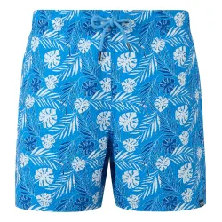 Mens Loras Leaf Seersucker Swim Shorts (Elysium Blue) - Light Blue - Size Small