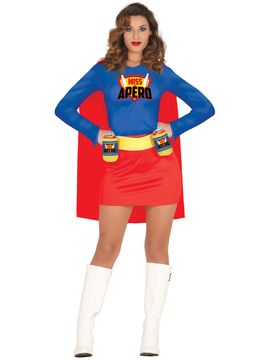 Miss Apéro Kostüm für Damen blau rot - female