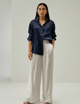 Camicia Seta L | Elegante & Confortevole | 100% Seta Charmeuse | Maniche Lunghe | Vestibilità Comoda