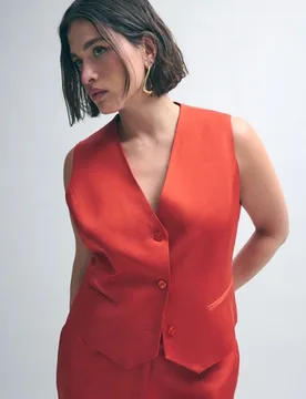 Blusa chaleco de mujer satinado - Couchel - FashionsVida