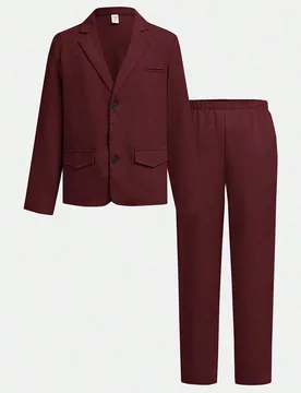 Piezas Conjunto informal de estilo gentleman para niños preadolescentes, chaqueta blazer de unicolor y pantalón formal de cintura elástica, adecuad - Shein - FashionsVida