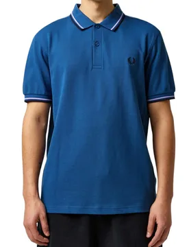 Mens M3600 Twin Tipped Polo Shirt In Midnight Blue Cotton - Size Medium - Fred perry - FashionsVida