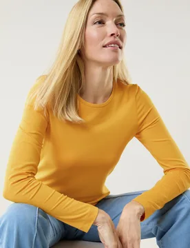 Viskose-Shirt Langarm, normale Größen, Farbe Gelb, 50, weichfließende Viskose bequem durch Elasthan Damen - Walbusch - FashionsVida