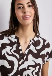 Dropped Shoulder Blusenshirt mit Print female Braun