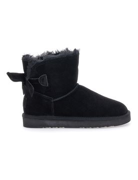 Stivaletti Neri in Vera Pelle Scamosciata con Fiocco Pittarello Wow 18175 37