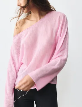 Fine Knit Asymmetric T-Shirt (Size: ) - Pull&bear - FashionsVida