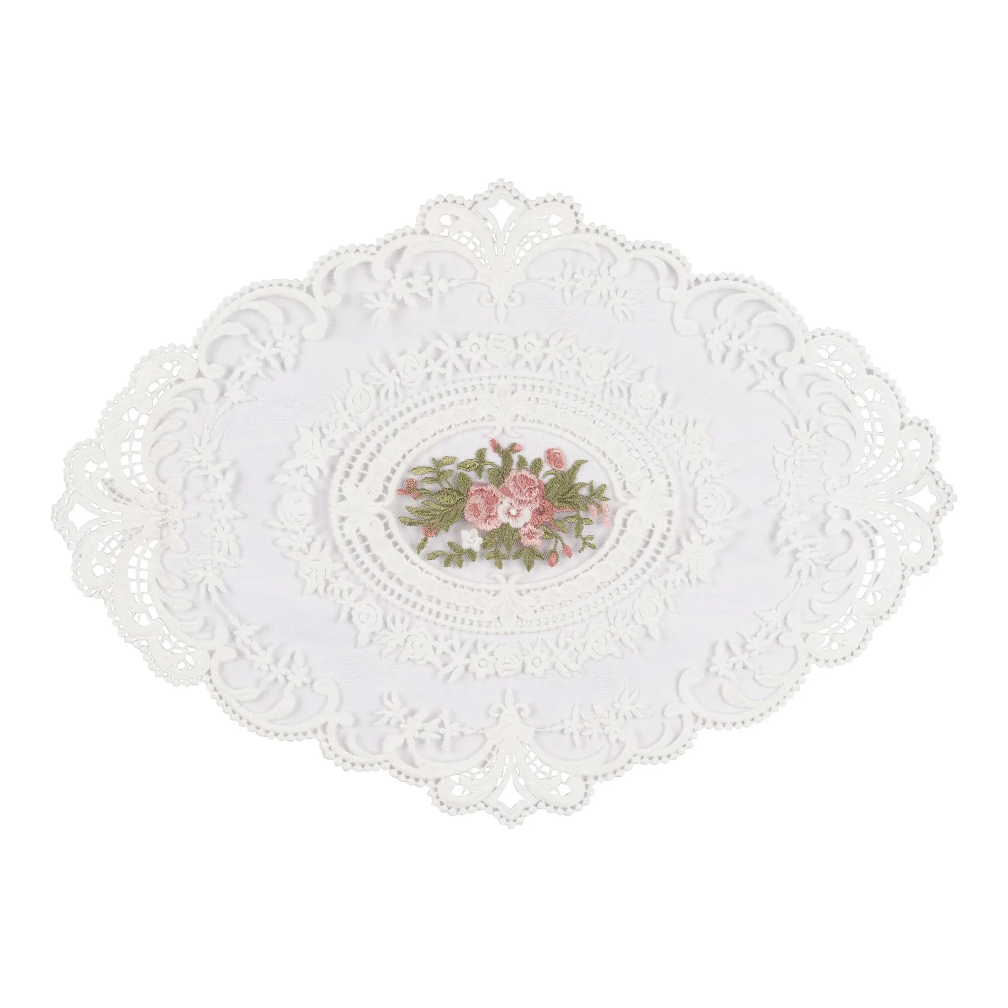 Spitzendeckchen „Rosenblick“ weiss pink - viva domo - FashionsVida