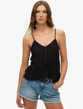 Superdry Damen Trägertop mit Schnürung Black - Größe: 36 - 39.99 - FashionsVida