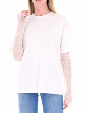 VICOLO T-shirt con pizzo PANNA UNI