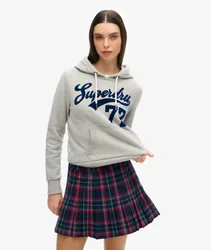 Superdry Damen Super 77 Kapuzenpullover Grau - Größe: 40