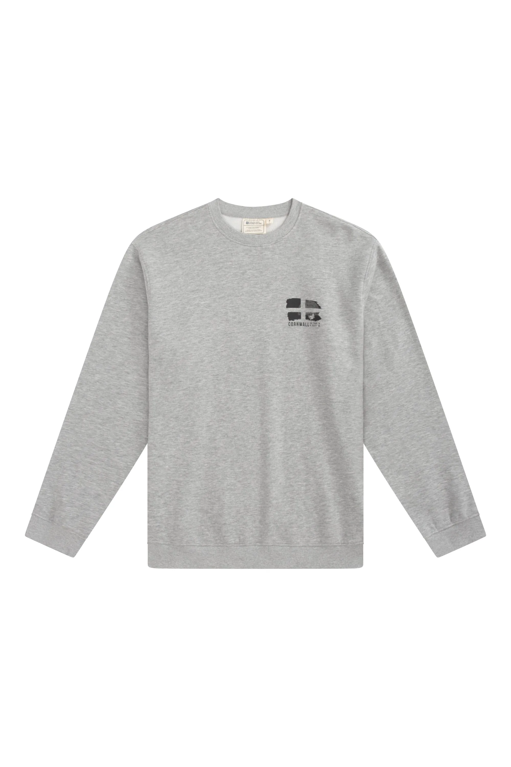 Regional Mens Cornwall Graphic Sweatshirt Crew Neck Comfy Pullover Grey Cotton - Size X-Small - Mountain Warehouse - FashionsVida