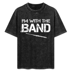 I'm With The Band - Flute (White Lettering) T-Shirt Basic Solid Tee for Daily Use