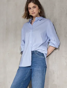 Street One Gestreifte Longblouse female Blau