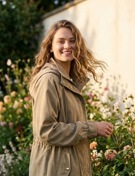 Parka con cappuccio e coulisse in vita - verde chiaro
