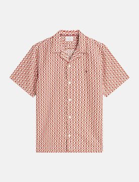 Kurzarm-Hemd aus Leinen-Mix Orange XL