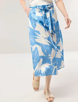 Leinenmix Rock Premium, normale Größen#Kurzgrößen, Farbe Blau, 48, Stoff und Dessin aus Italien fließender Fall Damen - Walbusch - FashionsVida