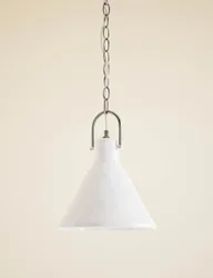 Ceramic Mottled Cone Pendant Light White