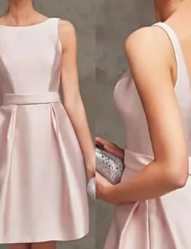 A-Line Short Pink Prom Dresses 2023 Boat Neck Backless Formal Cocktail Party Gowns Homecoming Robe De Soiree - Aliexpress - FashionsVida