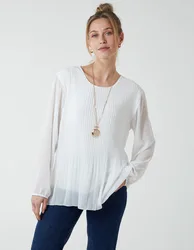 Long Sleeve Pleated Top - ONE / IVORY - female