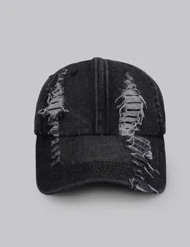 Gorra de béisbol estilo coreano para mujeres, efecto denim con agujeros desgastados, moda urbana casual versátil, adecuada para primavera, verano, t - Shein - FashionsVida