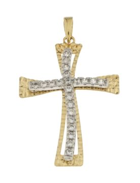 Croce Donna Oro Giallo Bianco GL100593