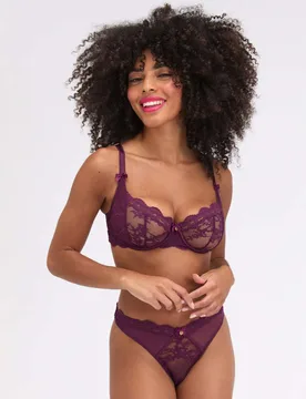 Veronique Lace Wired Balconette Bra (B-G) Plum female - Boux Avenue - FashionsVida