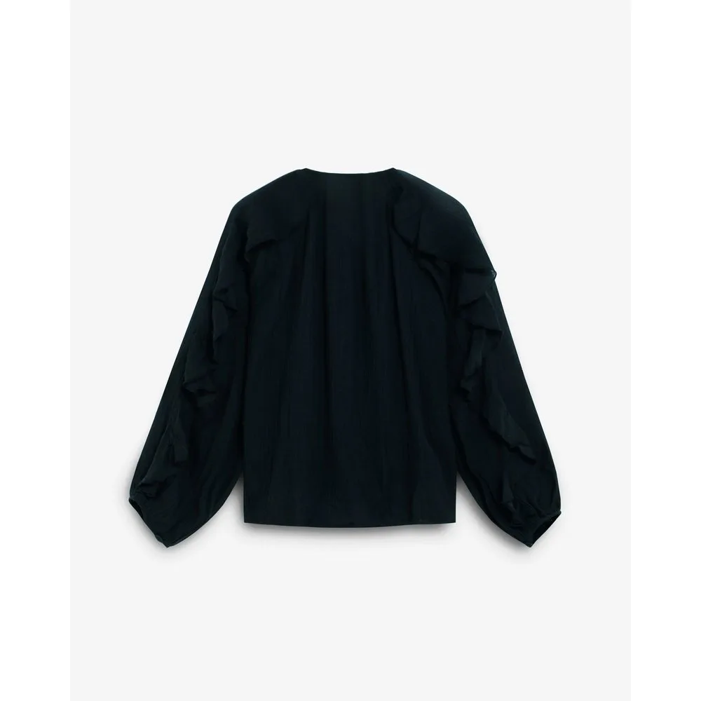 Blusa de mujer con volantes y mangas ligeramente abullonadas - Scalpers - FashionsVida
