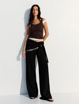 Pantalon En Bambula Imprimé Foulard 36 Noir