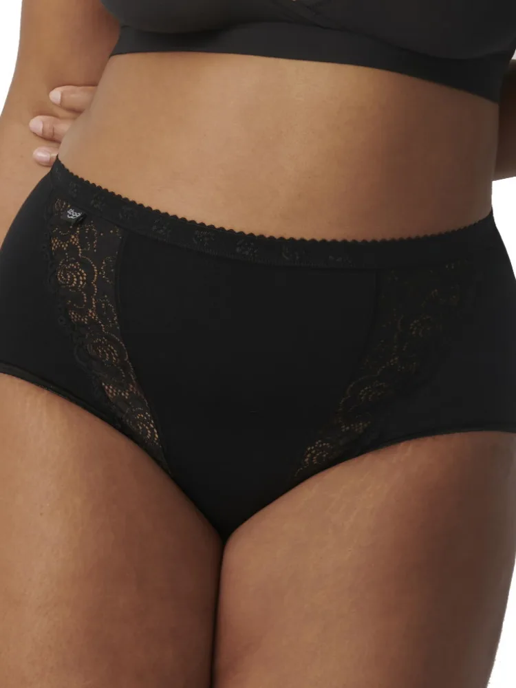 Womens Chic Maxi 4 Pack Briefs - Black Cotton - Size Large - Sloggi - FashionsVida