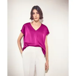 Top de mujer cuello caja y manga corta