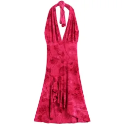 Desigual - Vestido halter flocado