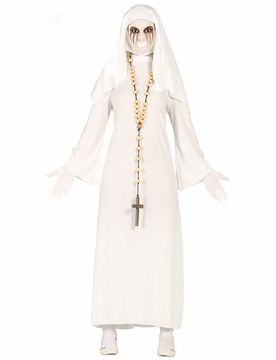 Geister-Nonnen-Kostüm für Damen Halloween-Kostüm weiss - female