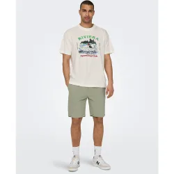 Only & Sons - Pantalón bermuda de hombre de lino