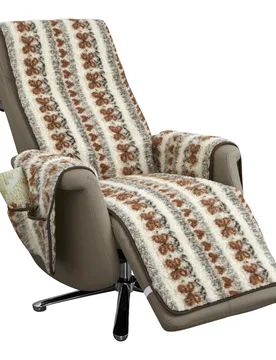 Schurwoll-Sesselschoner mit Fußteil braun weiss - K&N Schurwolle - FashionsVida
