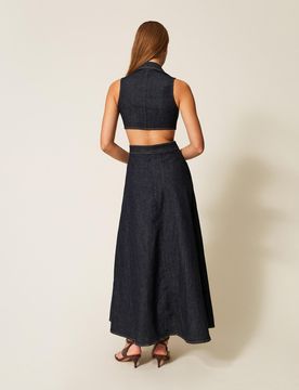 Robe longue en jean avec découpes