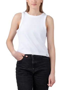 Tab Rib Tank Top Bright White L Damen - Calvin Klein - FashionsVida