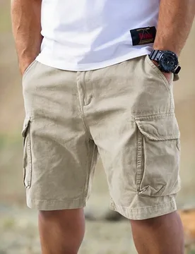 Pantalones cortos cargo de hombre talla grande para verano, holgados, con bolsillos laterales con solapa, para vacaciones - Shein - FashionsVida